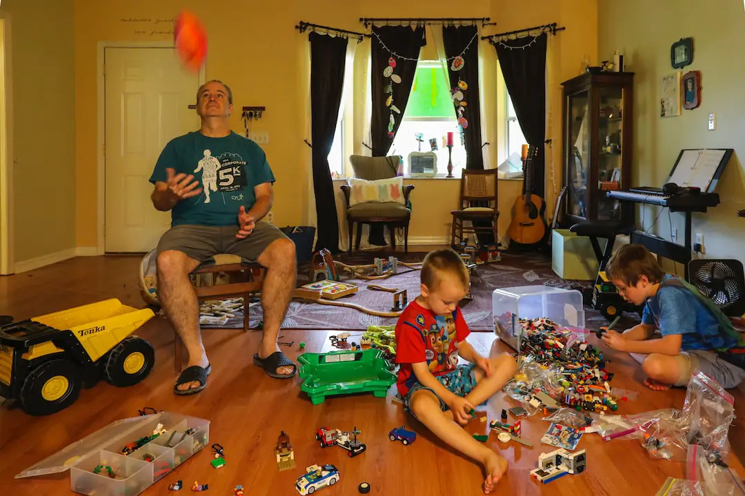 Oh, the typical day at home with toys everywhere and parents on the brink of insanity during stay at home orders.