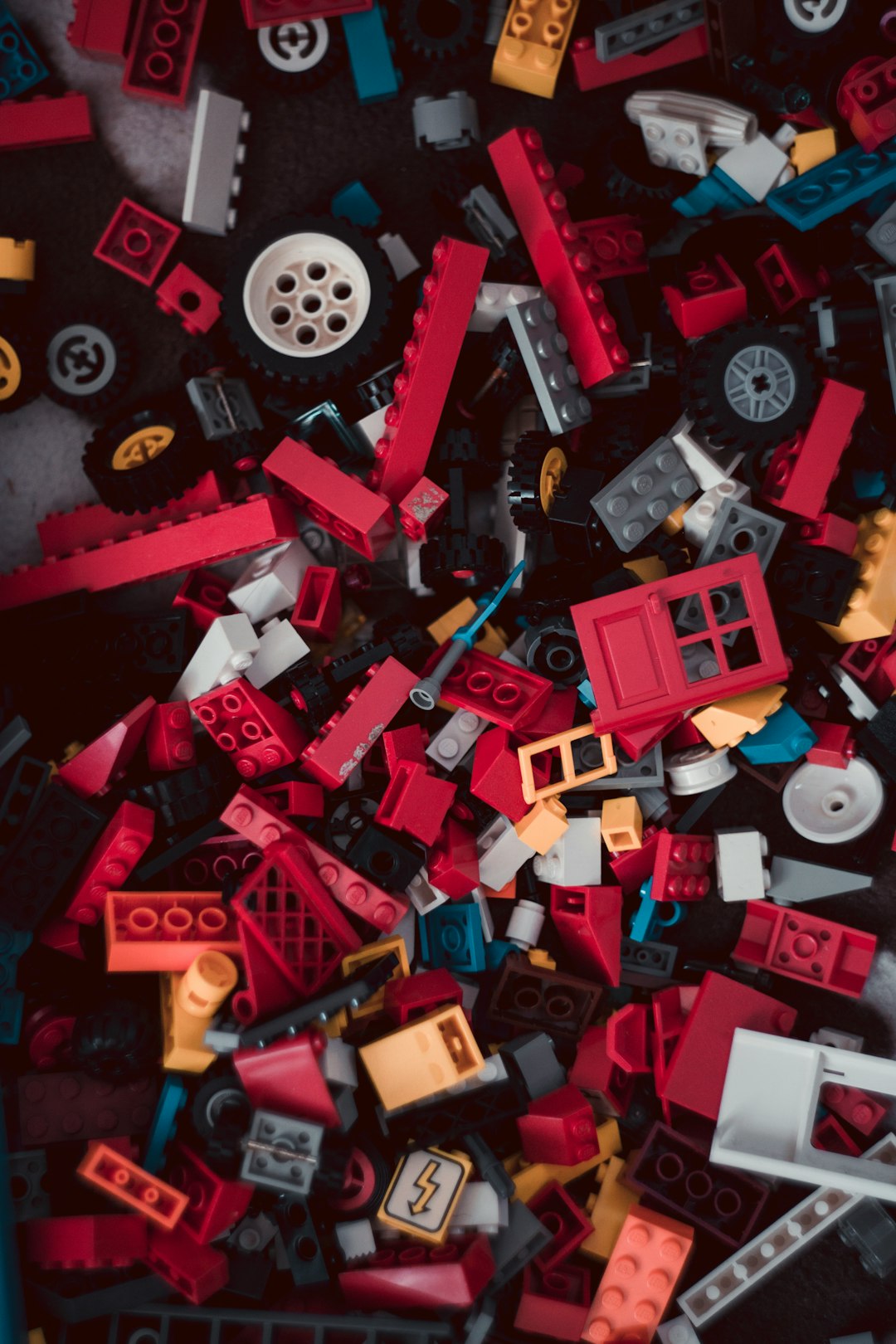 red and white lego blocks